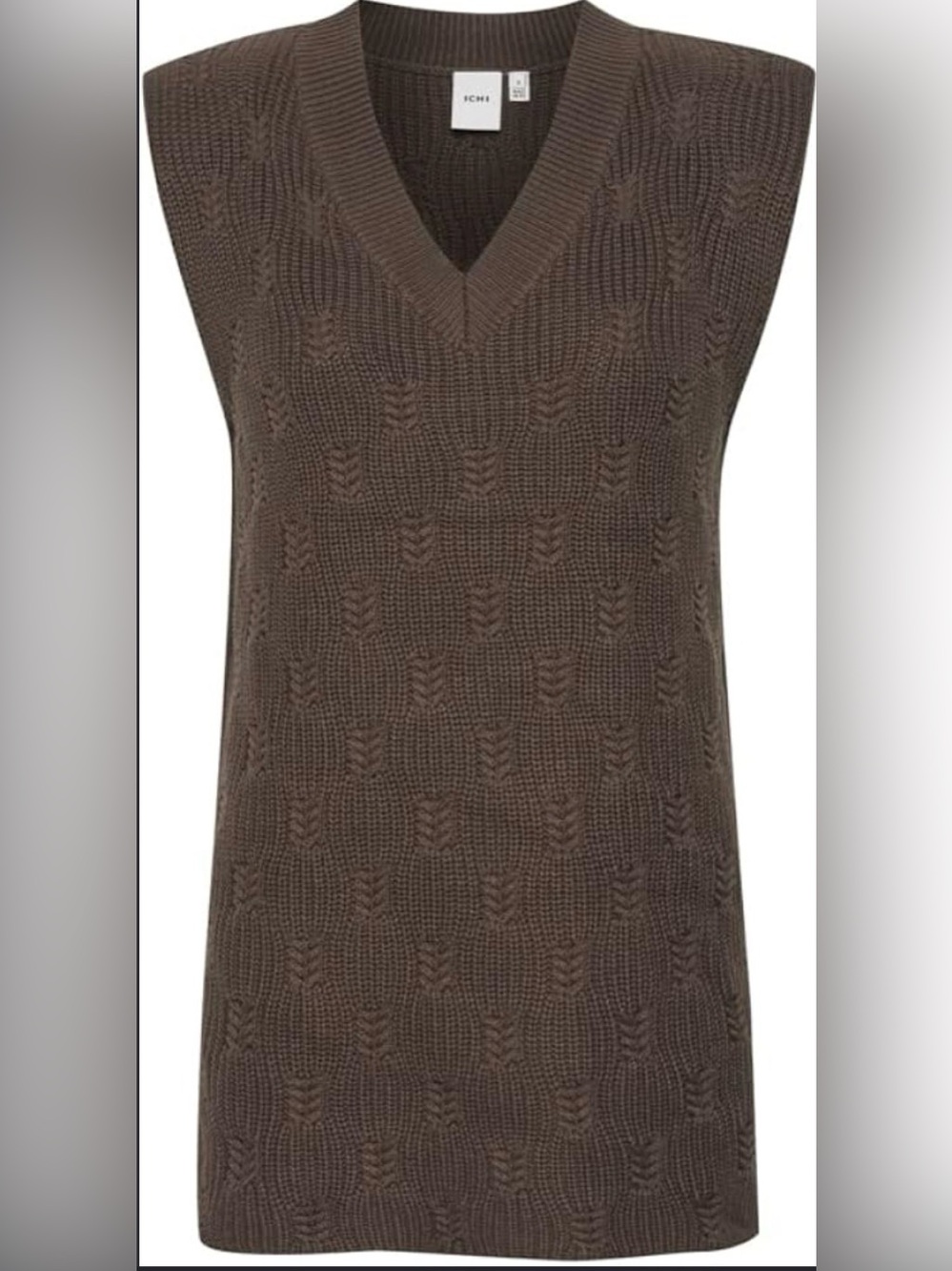 Sleeveless V-Neck Knit Vest in Brown by ICHI